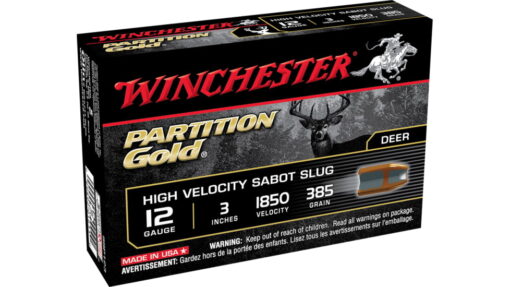 opplanet winchester partition gold 12 gauge 385 grain 3in centerfire shotgun slug ammo 5 rounds ssp123 main