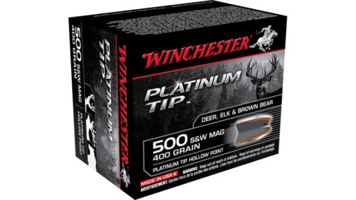 opplanet winchester platinum tip hollow point 500 s w magnum 400 grain platinum tip hollow point centerfire pistol ammo 20 rounds s500pthp main 1
