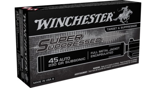 opplanet winchester super suppressed 45 acp 230 grain full metal jacket centerfire pistol ammo 50 rounds sup45 main 1
