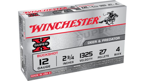 opplanet winchester super x shotshell 12 gauge 27 pellets 2 75in centerfire shotgun buckshot ammo 5 rounds xb124 main 1