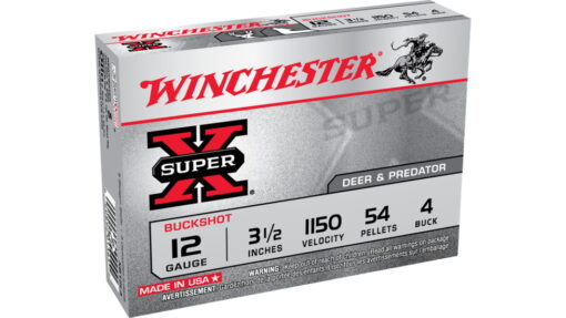 opplanet winchester super x shotshell 12 gauge 54 pellets 3 5in centerfire shotgun buckshot ammo 5 rounds xb12l4 main 1