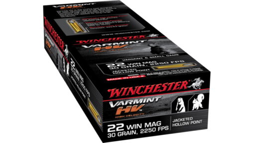 opplanet winchester varmint hv 22 winchester magnum rimfire 30 grain jacketed hollow point brass cased rimfire ammo 50 rounds s22m2 main 1